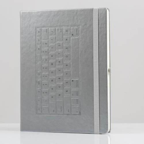 Notebook A4 Tipkovnica tvrdi uvez srebrni slika 2