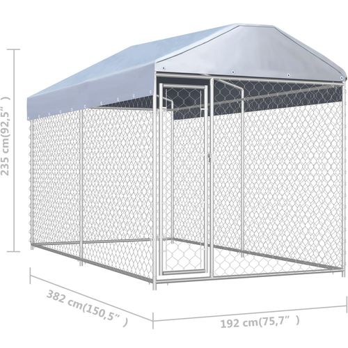 Vanjski kavez za pse s nadstrešnicom 382 x 192 x 225 cm slika 7