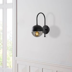 Karsor - 3303 Crna Zidna Lampa sa Staklenim Kapom