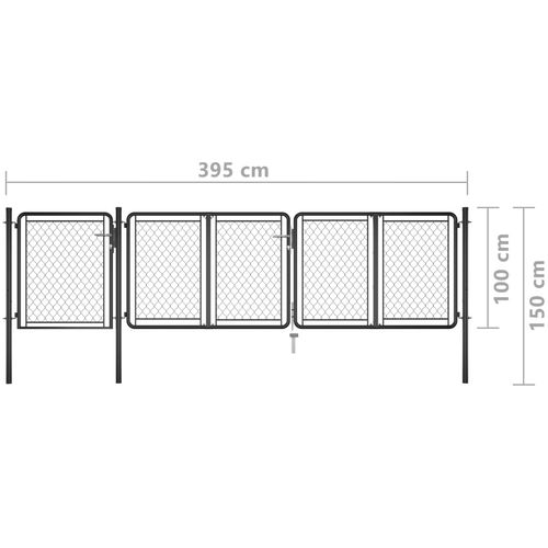 Vrtna vrata čelična 100 x 395 cm antracit slika 13