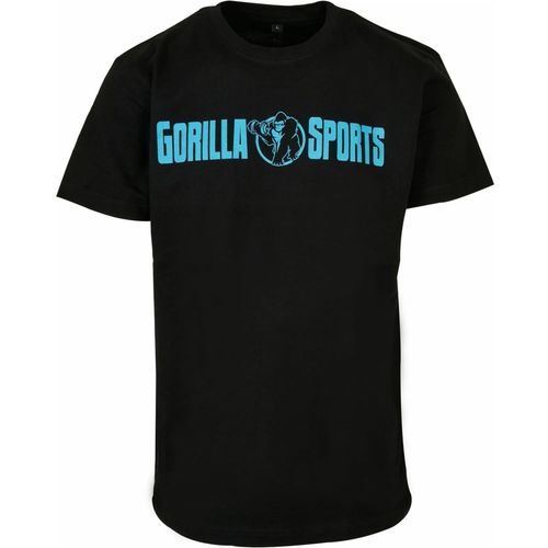 Sportska unisex majica Gorilla Sports (XL / Crna-Neon tirkizna) slika 2