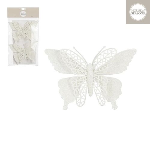 Novogodišnji dekor leptiri Clip butterfly set 2pcs 11x16 1143482 - White - EDL slika 1