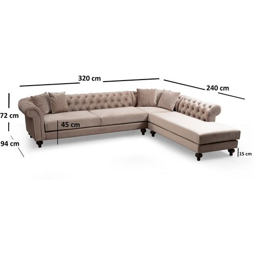 Atelier Del Sofa Kutna garnitura BOGART CORNER, desna, bež, Bogart Corner Right (L3-C-EOT)- Beige slika 5