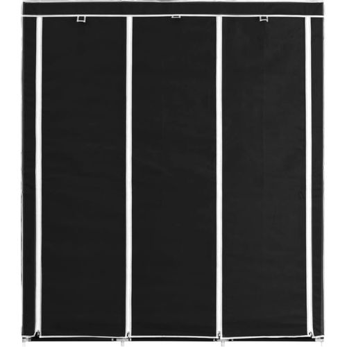 282453 Wardrobe with Compartments and Rods Black 150x45x175 cm Fabric slika 36