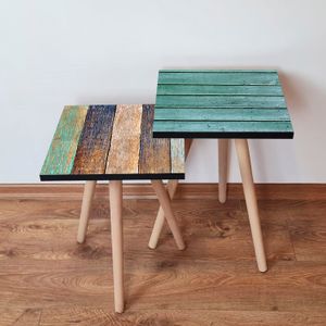 Nesting stolovi 2Shp424 - (2 komada) - boje: plava, zelena, smeđa, bež