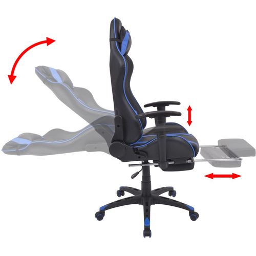 Podesiva igraća uredska stolica s osloncem za noge plava slika 10
