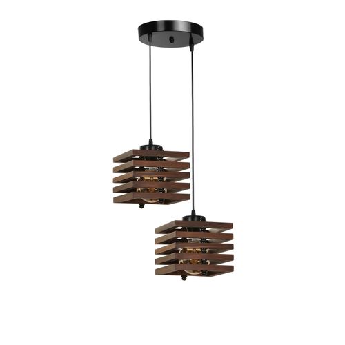 Cara Ahşap 2'li Tepsili Orahovalusti Luster Brown Chandelier slika 2