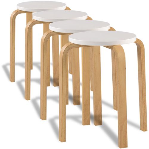 Barske stolice 4 kom od zaobljenog drva bijele slika 8