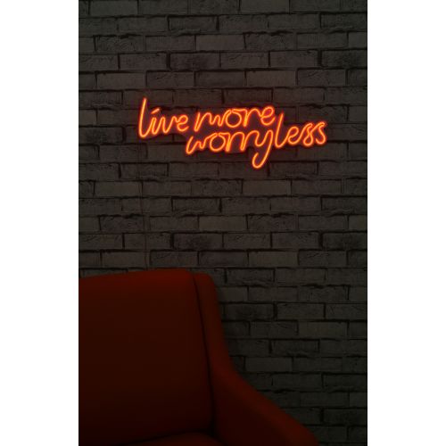 Wallity Ukrasna plastična LED rasvjeta, Live More Worry Less - Red slika 2