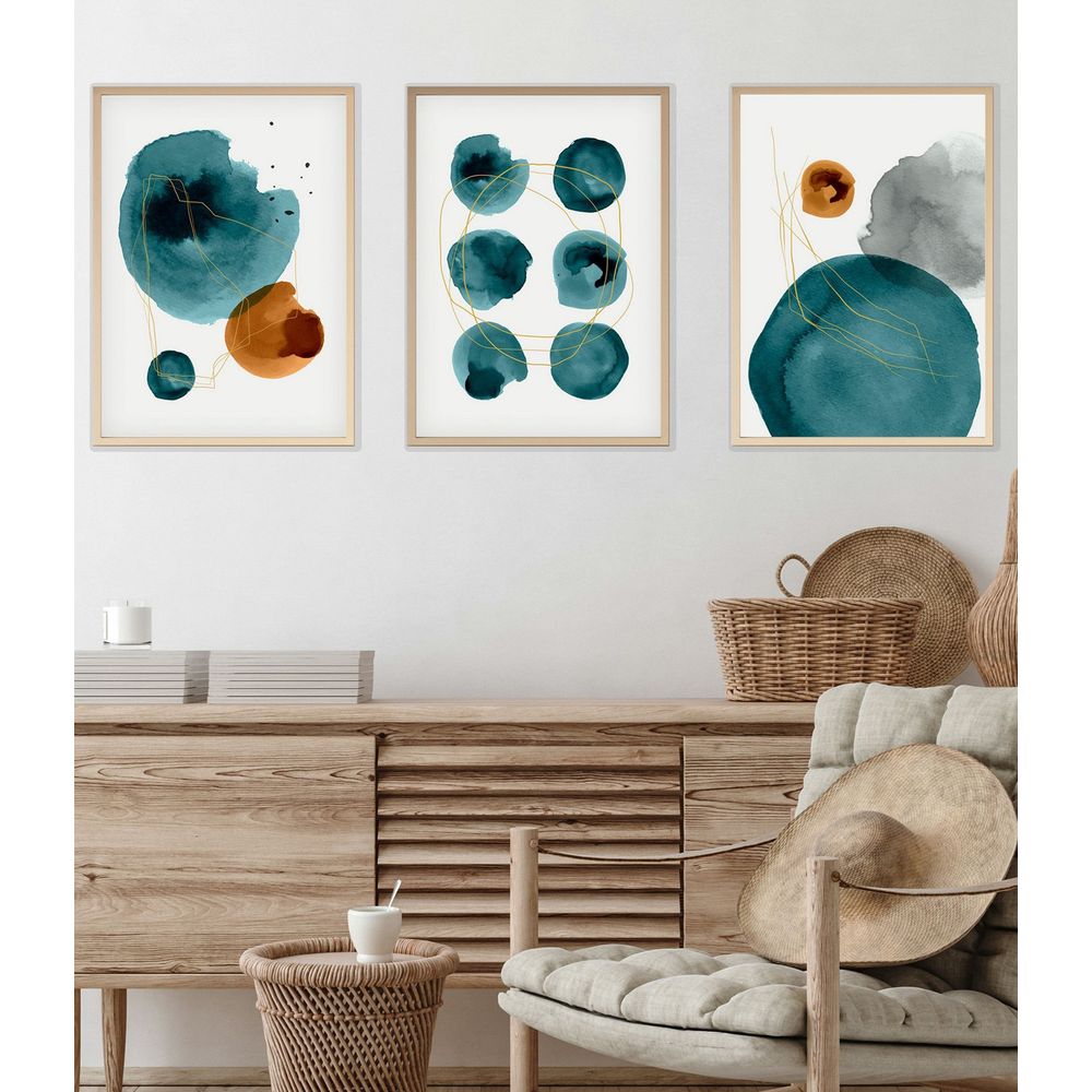 Huhu117 - Dekorativno Slikarstvo na MDF-u u Okviru, 70 x 50 cm, Višebojno (Set od 3 Komada) slika 1