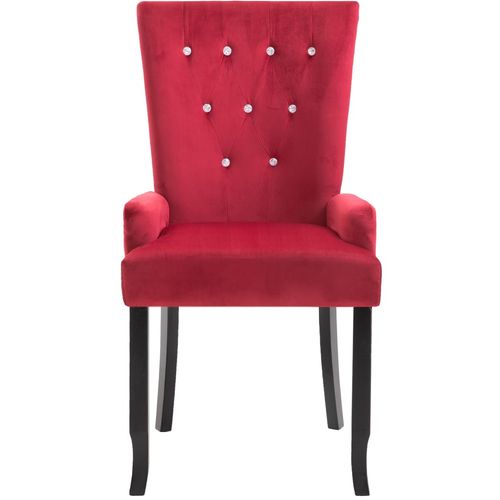 Blagovaonska stolica s naslonima za ruke crvena baršunasta slika 31