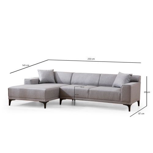 Atelier Del Sofa Kutna garnitura, Svijetlo siva, Petra L Corner - Light Grey slika 10