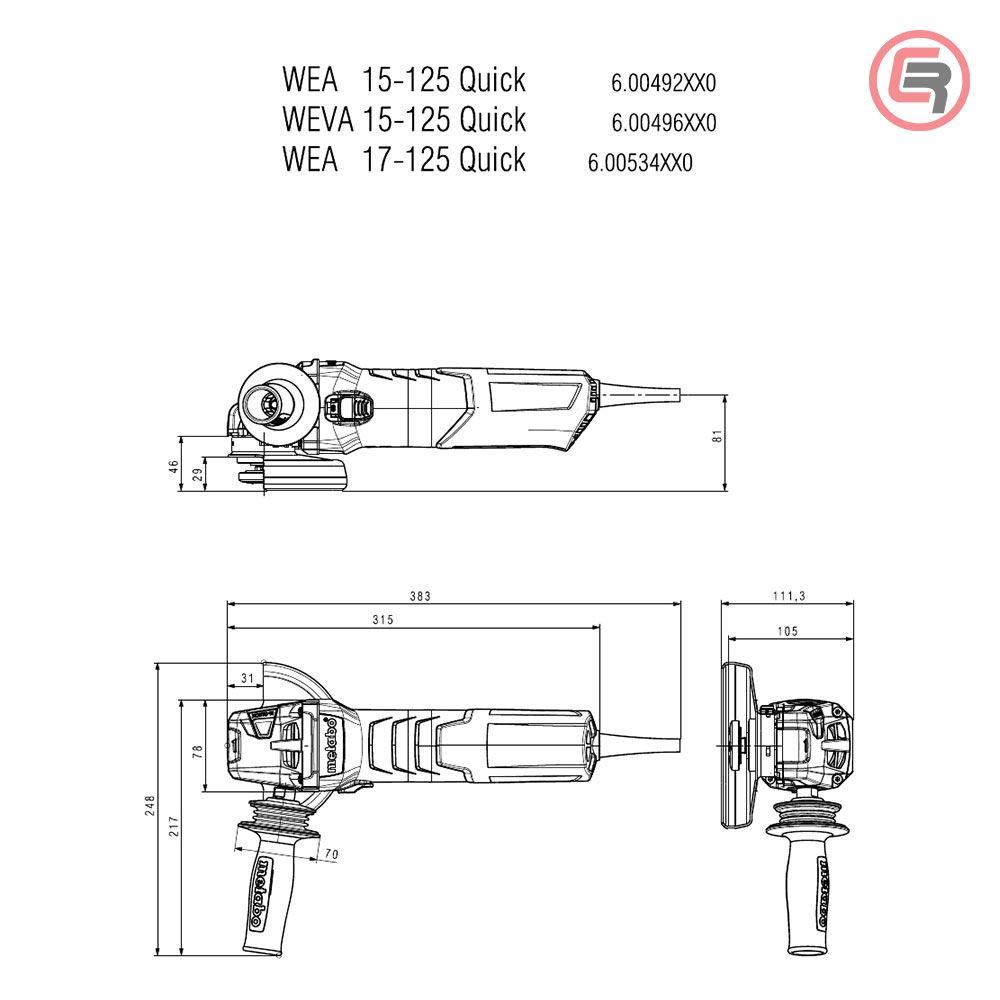 Metabo Brusilica WEV 17-125 Quick Kutna Elektronik 125 mm / 1.700 W - 600516000 slika 6