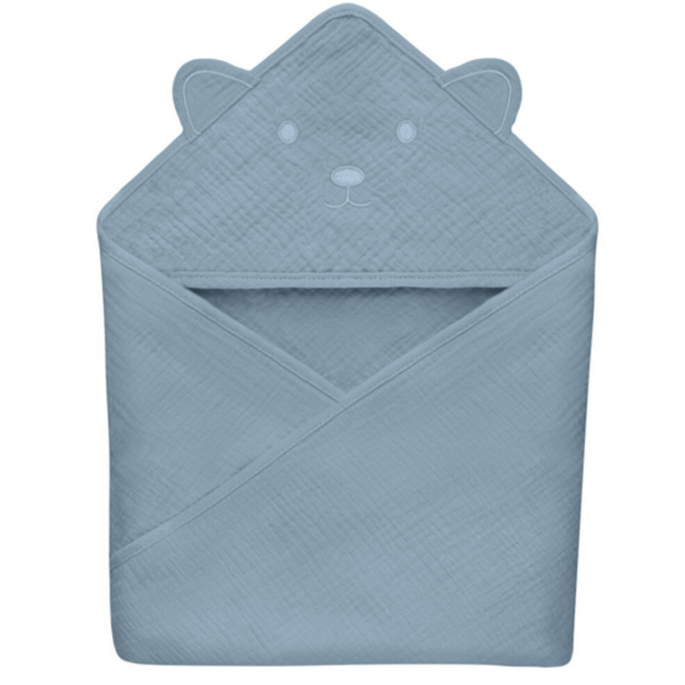 Lionelo Peškir za bebe sa kapuljačom Muslin 80x80cm, Grey Sky slika 1
