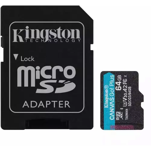 Micro SDXC Kingston 64GB  64GB class 10 U3 170MB/s - 70MB/s + adapter slika 1