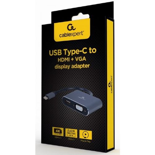 A-USB3C-HDMIVGA-01 Gembird USB Type-C to HDMI + VGA display adapter, space grey slika 2