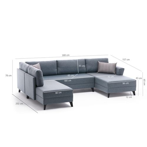 Eris - Blue Blue Corner Sofa-Bed slika 10