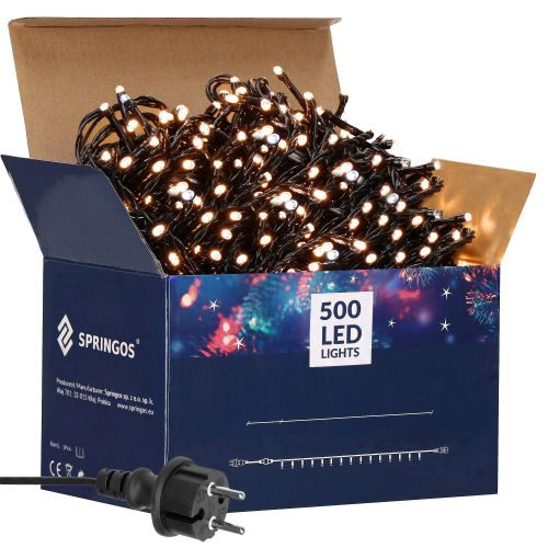 Springos set božićnih lampica Flash, 500 LED, 28,5 m, toplo bijela + flash hladno bijela slika 9