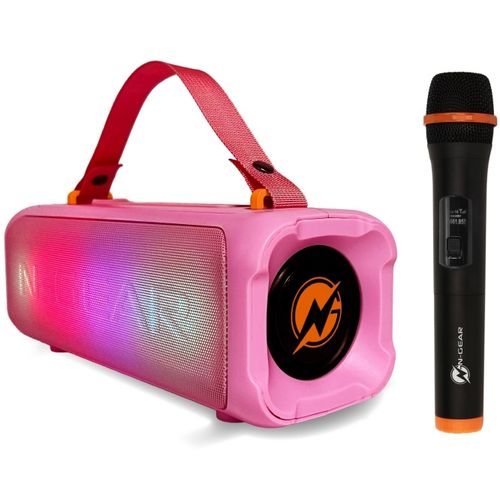N-Gear karaoke BLAZOOKA 703, 100W, disco LED, bežični mikrofon, baterija, rozi slika 1