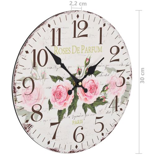 Starinski zidni sat s cvjetnim uzorkom 30 cm slika 10
