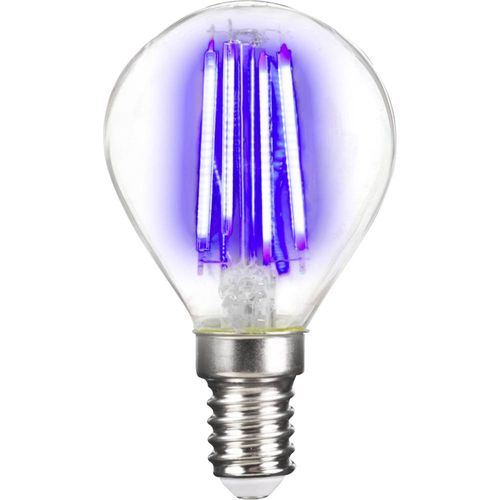 LightMe LM85311 LED Energetska učinkovitost 2021 G (A - G) E14 oblik kapi 4 W plava (Ø x D) 45 mm x 78 mm filament 1 St. slika 1