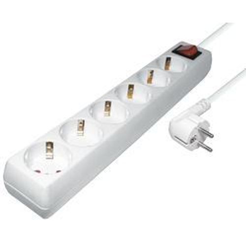 Transmedia 6-way power strip, White, 1,4m slika 1