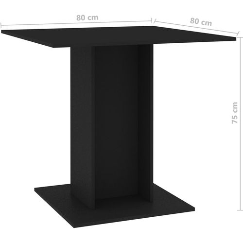Blagovaonski stol crni 80 x 80 x 75 cm od iverice slika 6