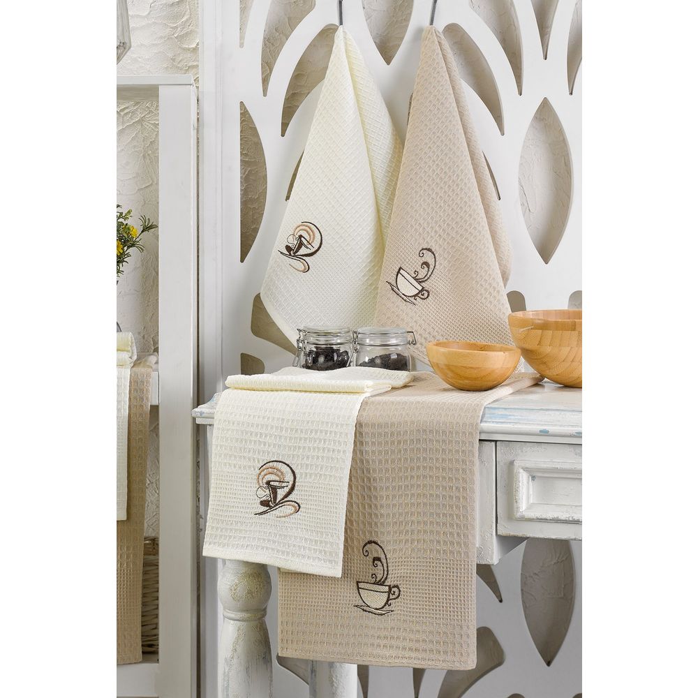 Kitchen towel set (6 pieces) Coffee colours: Multicolor slika 2