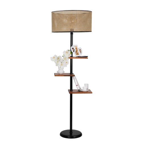 Stojeća lampa Black&Brown sa rattan abažurom slika 2