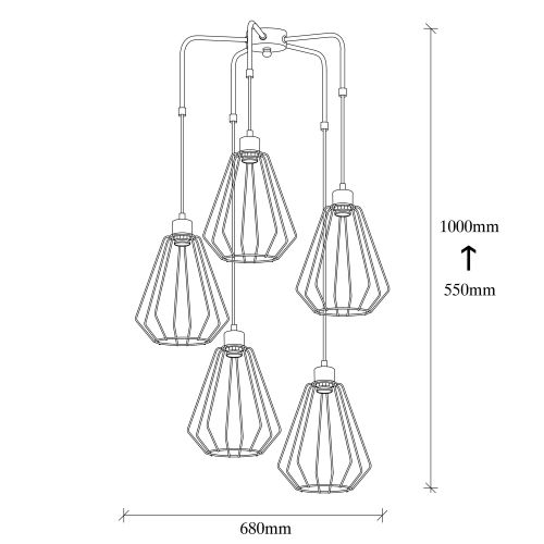 Luster 4556 Black Chandelier sa metalnim telom slika 3