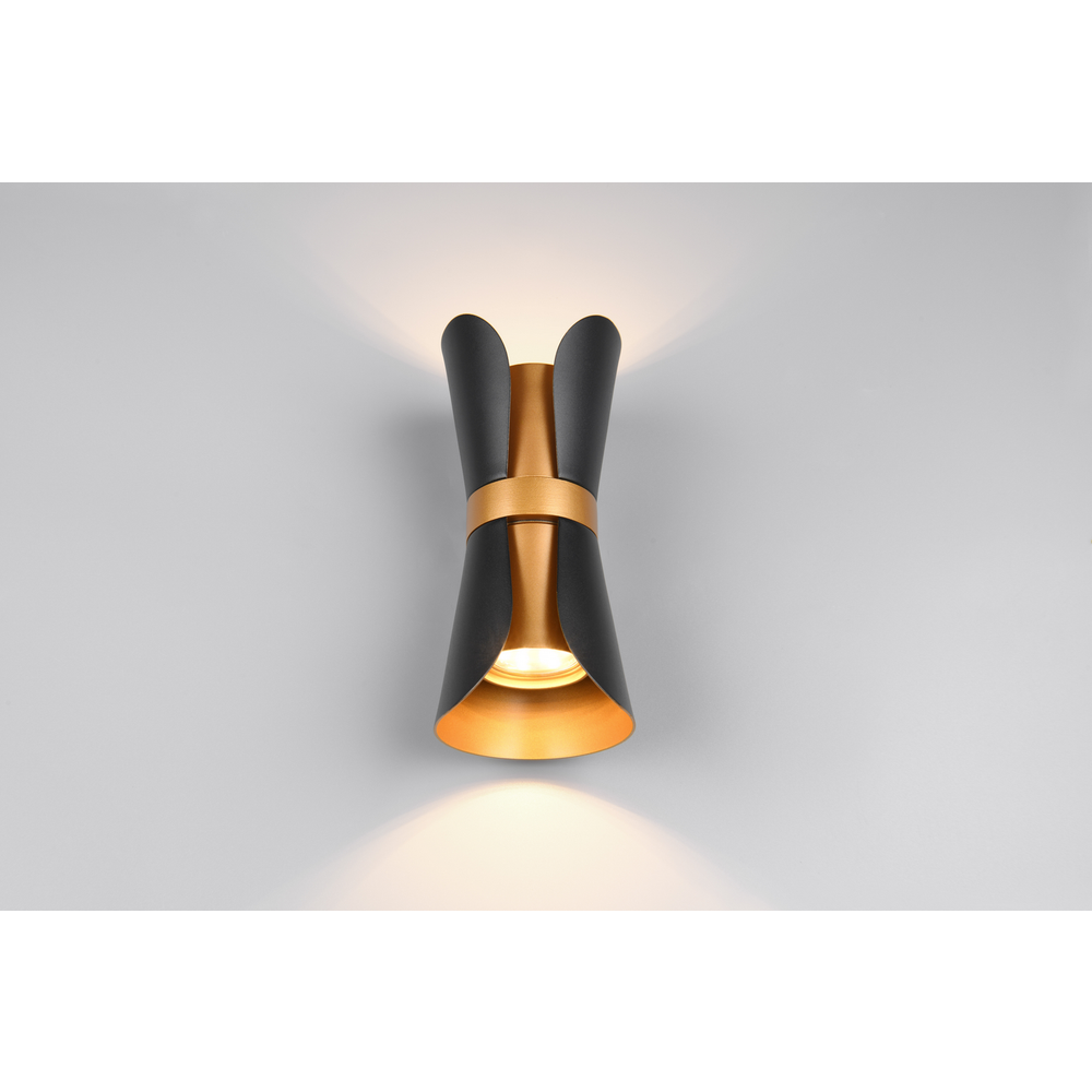 Trio Lightning zidna lampa COAT 2, crno-zlatna slika 4