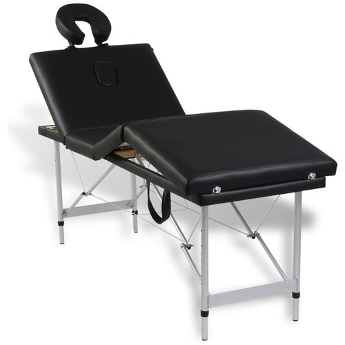 Sklopivi masažni stol s aluminijskim okvirom, 4 zone, crni slika 11