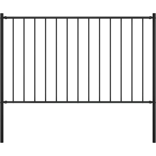 Panel za ogradu sa stupovima čelični 1,7 x 1 m crni slika 1