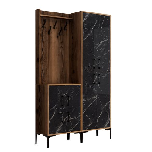 Woody Fashion Ormar za predsoblje, Berlin BA - Walnut, Black Marble slika 5