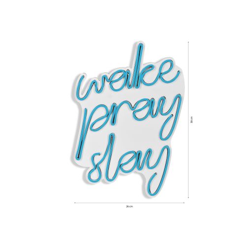 Wallity Ukrasna plastična LED rasvjeta, Wake Pray Slay - Blue slika 8