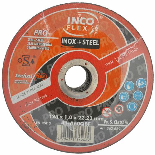 Incoflex metalna rezna ploča 125*1,0 Pro za čelik i inox 50+5 gratis slika 2