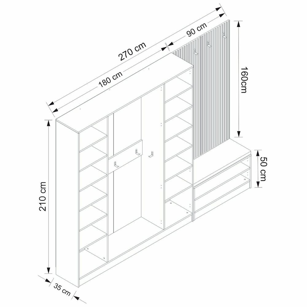 Hall Stand Noah - 8321, Bijela Boja slika 8