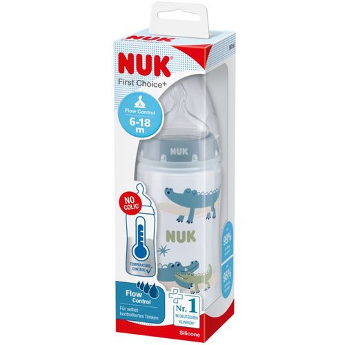 NUK Flašica First Choice+ sa indikatorom temperature 300ml 6-18mj, Krokodili slika 3