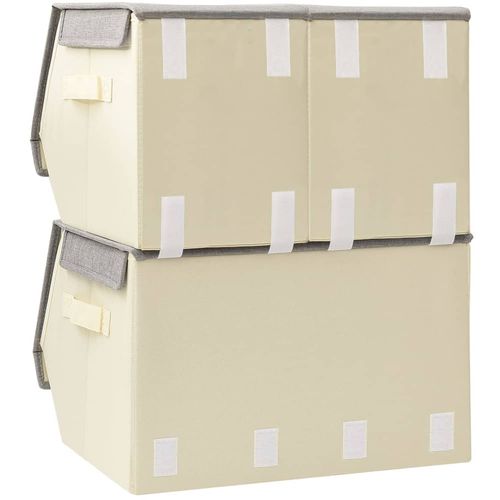 3-dijelni set složivih kutija za pohranu od tkanine sivi i krem slika 7
