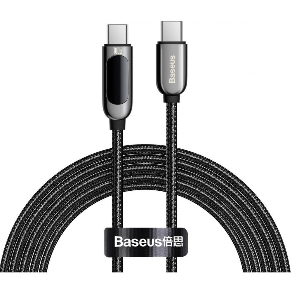 Baseus kabel usb-c to usb-c qc pd 100w 200 cm display black slika 1