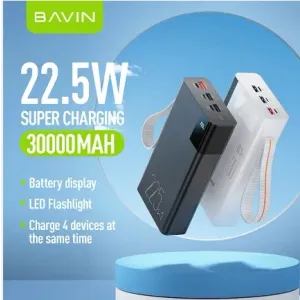 Bavin Power bank 30000mAh 22.5W QC3.0 bela