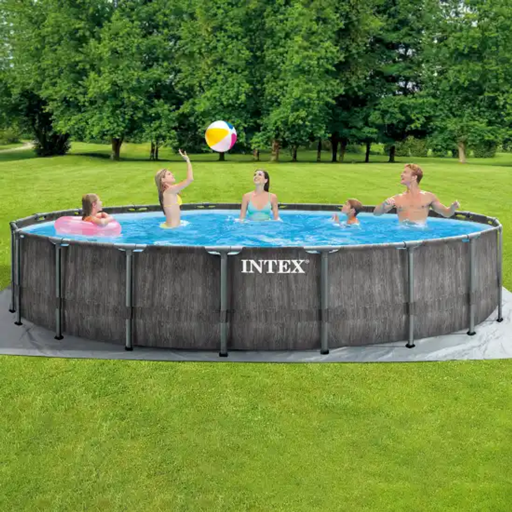 Intex montažni bazen 549x549x122cm Prism Frame, sivo drvo - 26744NP slika 3