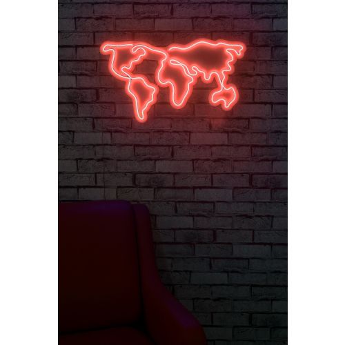 Wallity Ukrasna plastična LED rasvjeta, World Map - Red slika 13