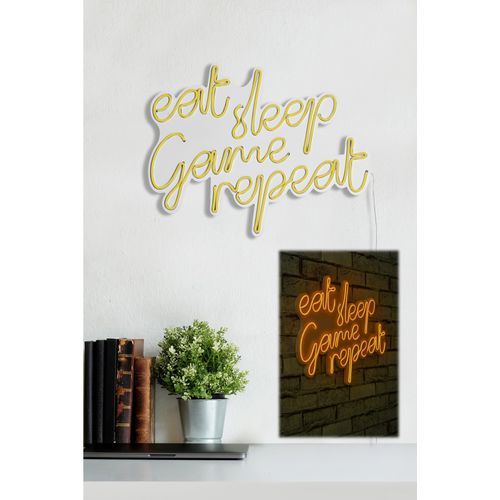 Wallity Ukrasna plastična LED rasvjeta, eat sleep game repeat - Yellow slika 2