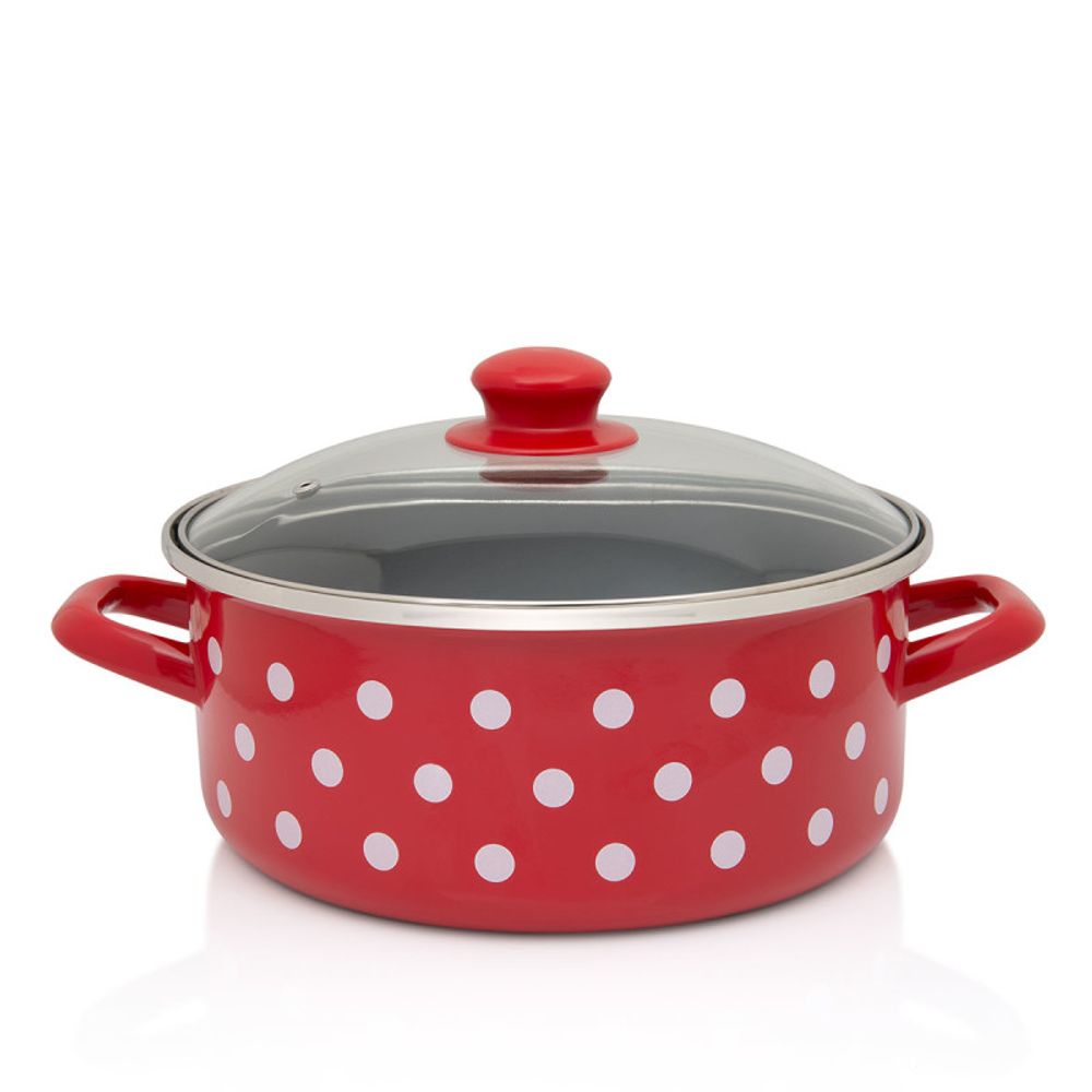 Metalac Šerpa bijele tufne, plitka sa staklenim poklopcem 24 cm / 4.75 l slika 1