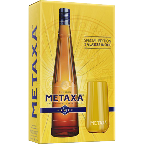 Metaxa 5 + dvije čaše  slika 1