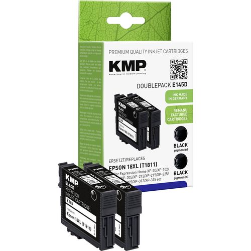 KMP tinta zamijenjen Epson T1811, 18XL kompatibilan 2-dijelno pakiranje crn E145D 1622,4021 slika 2