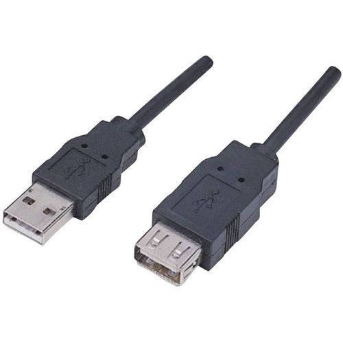 Manhattan USB kabel USB 2.0 USB-A utikač, USB-A utičnica 1.80 m crna pozlaćeni kontakti, UL certificiran 338653-CG slika 1