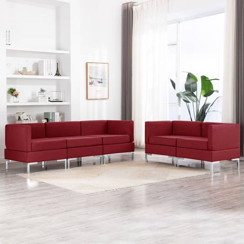 5-dijelni set sofa od tkanine crvena boja vina slika 29