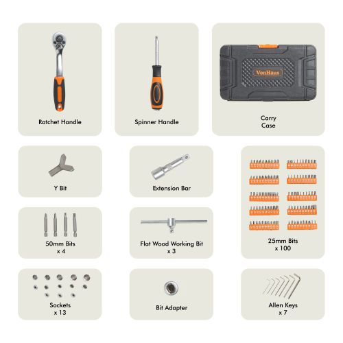 VonHaus 130-dijelni set nasadnih ključeva slika 1